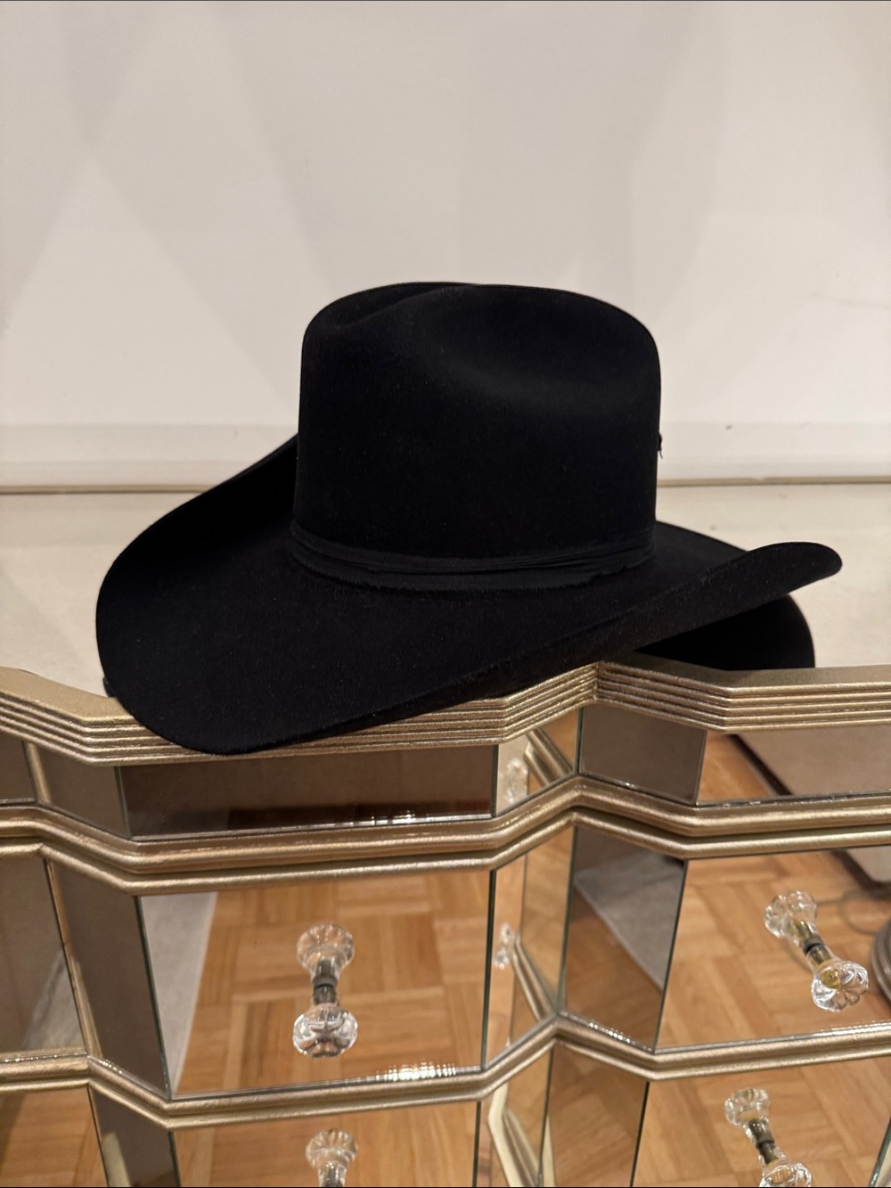 Kemo Sabe (Stetson) Authentic Black Felt  Cowboy Hat with Gold Trim Interior